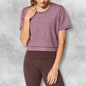 Lululemon Run The Day Cropped T-Shirt Short Sleeve Heathered Dark Adobe W US S